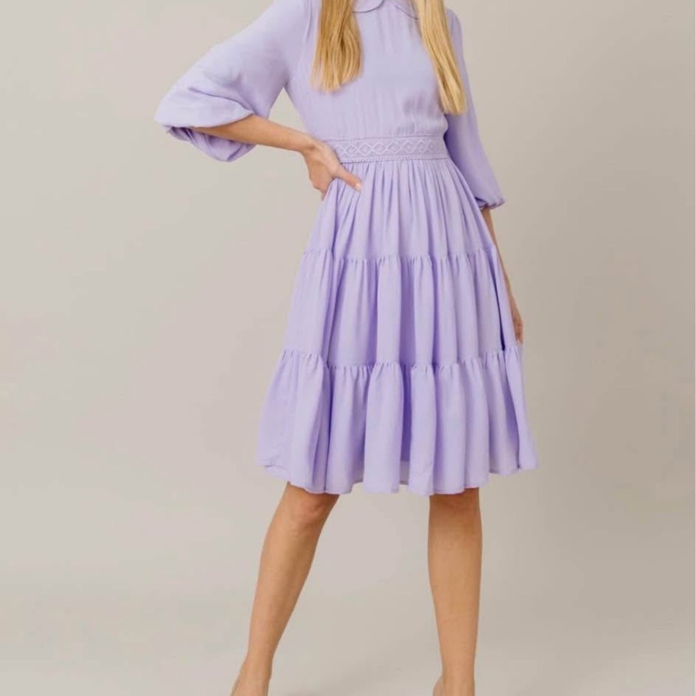 Tiered Chiffon Dress in Lilac